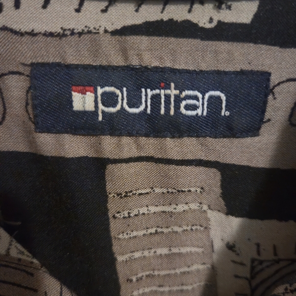 Puritan Men's Black and Gray Patterned Shirt - Picture 3 of 5